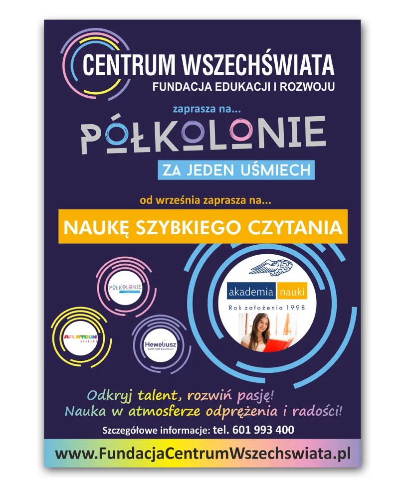 PÓŁKOLONIE ZA JEDEN UŚMIECH - plakat